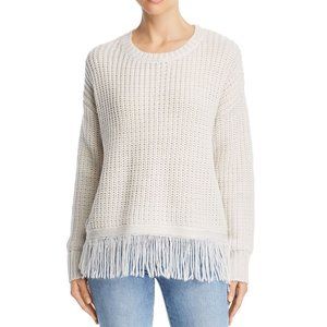 Ivory Super Soft Fringe Crewneck Long Sleeve Sweater L